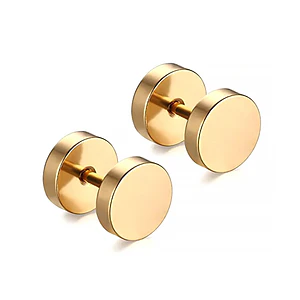 Par de Topos Aretes Planos Redondos Acero Inoxidable