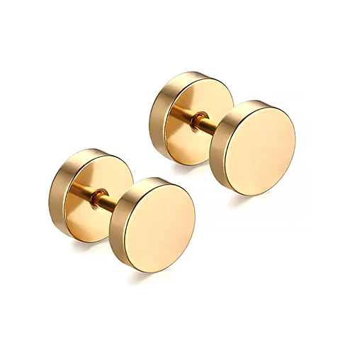 Par de Topos Aretes Planos Redondos Acero Inoxidable