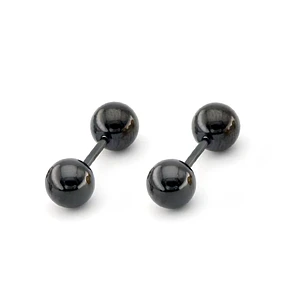 Topos Aretes Negros Balin de Plata Ley 925 de 5mm