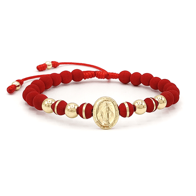 Pulsera Virgen Milagrosa Neopreno Oro Laminado 18k 3