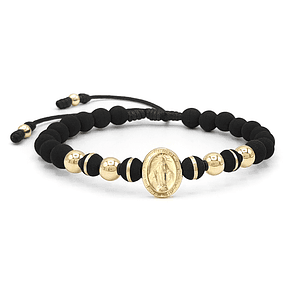 Pulsera Virgen Milagrosa Neopreno Oro Laminado 18k