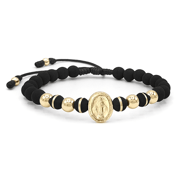 Pulsera Virgen Milagrosa Neopreno Oro Laminado 18k 1