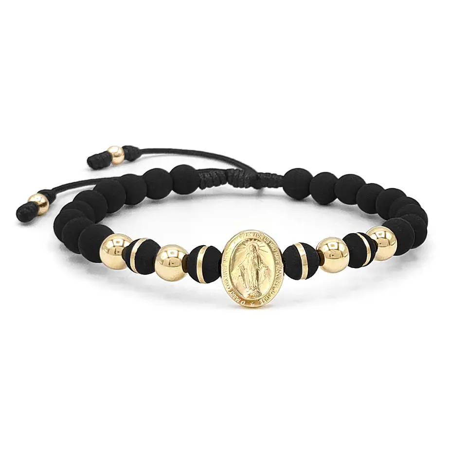 Pulsera Virgen Milagrosa Neopreno Oro Laminado 18k 1