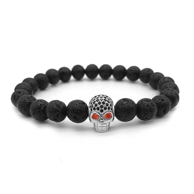 Pulsera Hombre Calavera Piedra Volcánica 2