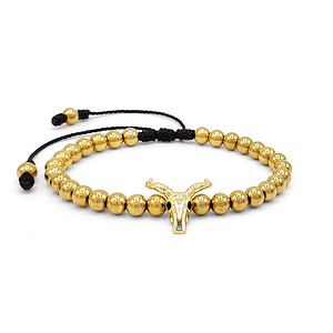 Pulsera Cráneo de Toro Acero Inoxidable Rodio