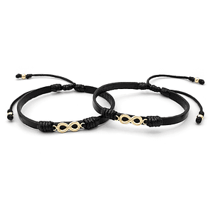 Pulseras para Parejas Infinito Cuero Oro Laminado 18K