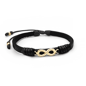 Pulsera Infinito Cuero Oro Laminado 18k