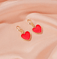 Aretes Corazón Rojo Liso Rodio - Miniatura 3