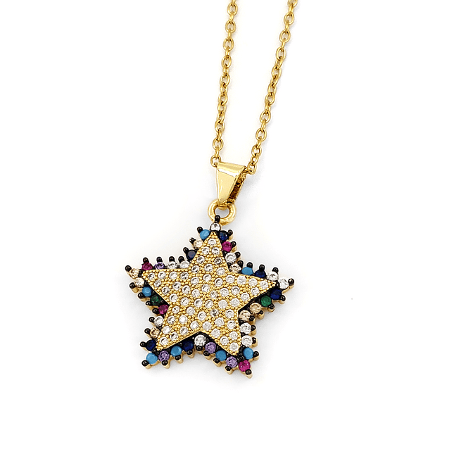 Cadena Estrella Cristales Colores Acero 1