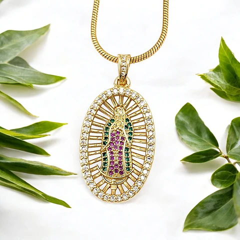 Cadena Virgen de Guadalupe Cristales