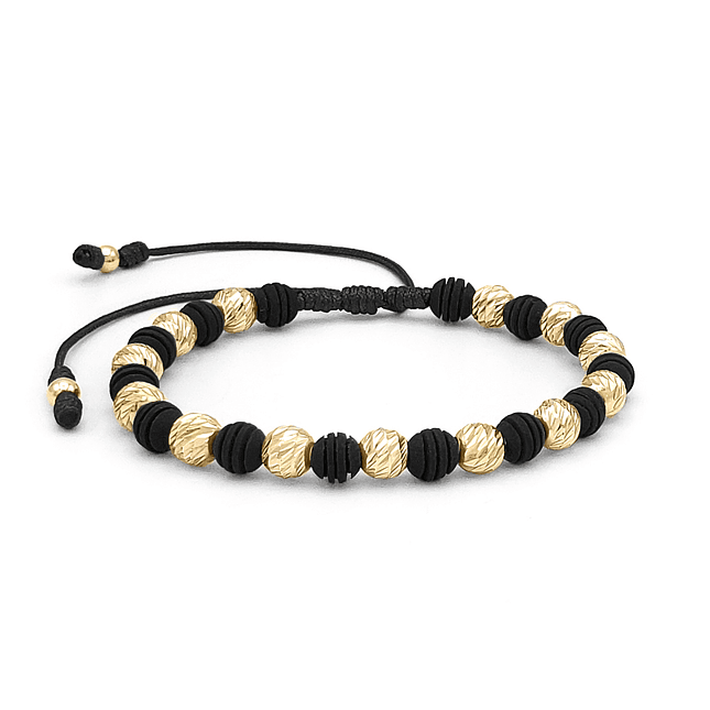 Pulsera Neopreno Oro Laminado Diamantado 18k de 6mm 1