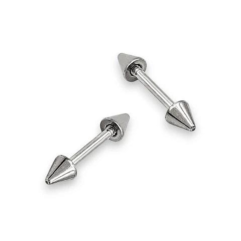 Topos Aretes Piercing Puntas Acero Plateado
