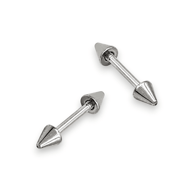 Topos Aretes Piercing Puntas Acero Plateado 1