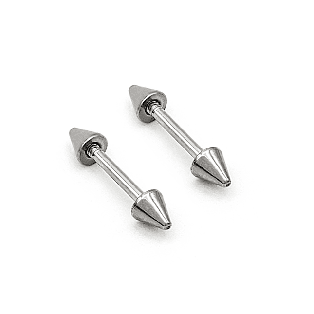 Topos Aretes Piercing Puntas Acero Plateado 3