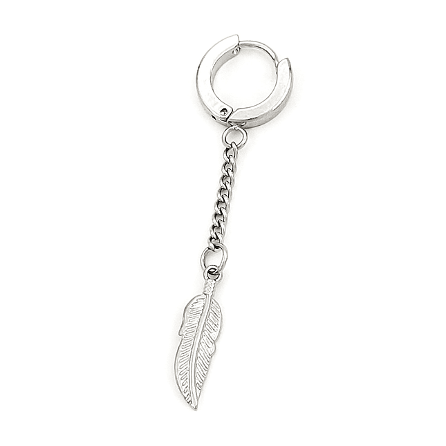 Arete Solitario Pluma Acero Inoxidable 1