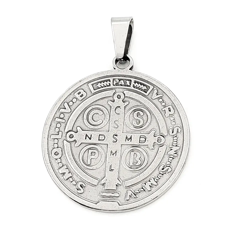 Medalla San Benito de Abad Grande Acero  6