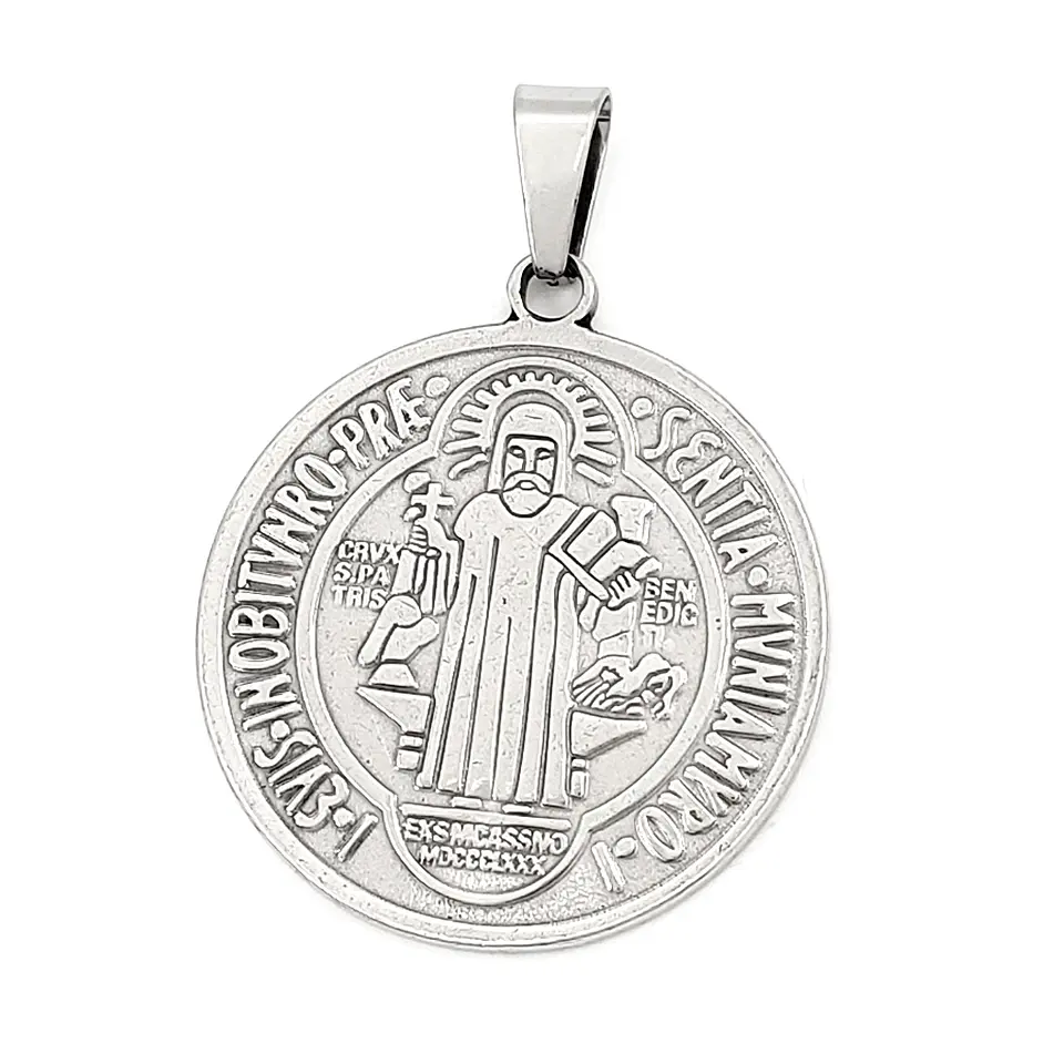 Medalla San Benito de Abad Grande Acero  1