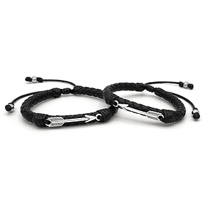 Pulseras de Flechas para Parejas Cuero Trenzado