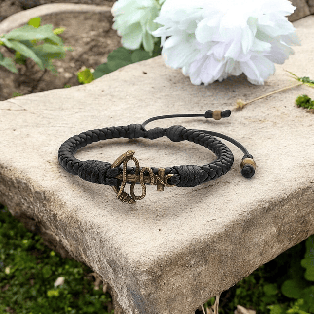Pulsera con Cuero Trenzado y Ancla 4
