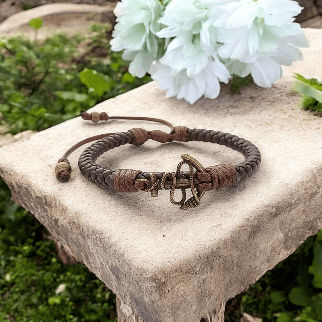 Pulsera con Cuero Trenzado y Ancla 5