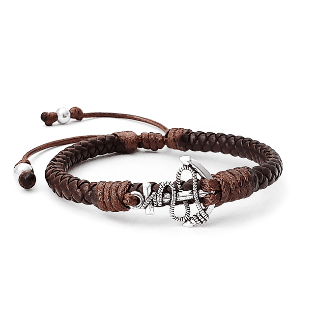 Pulsera Ancla con Cuero Trenzado 3