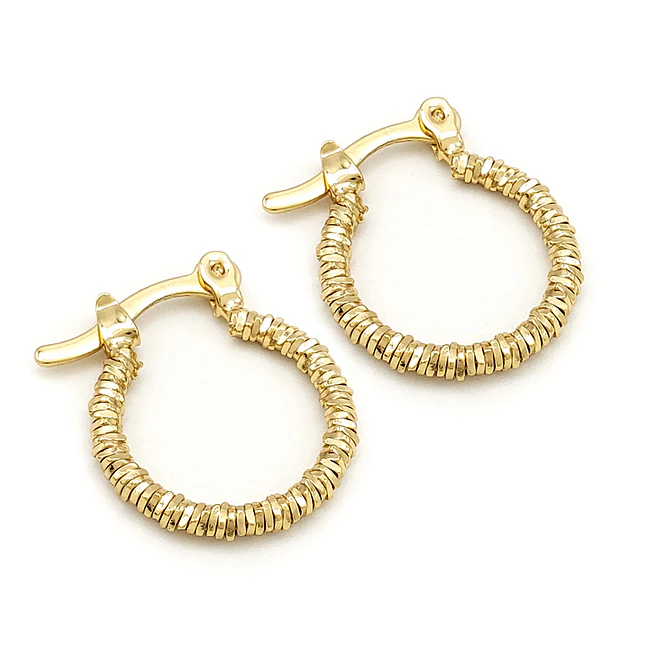 Aretes Candongas Facetadas Oro Laminado 18k 5