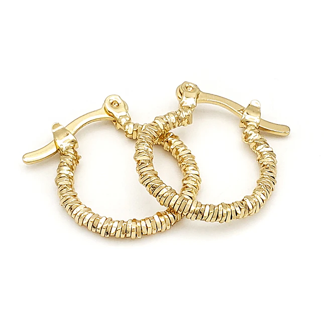 Aretes Candongas Facetadas Oro Laminado 18k 1