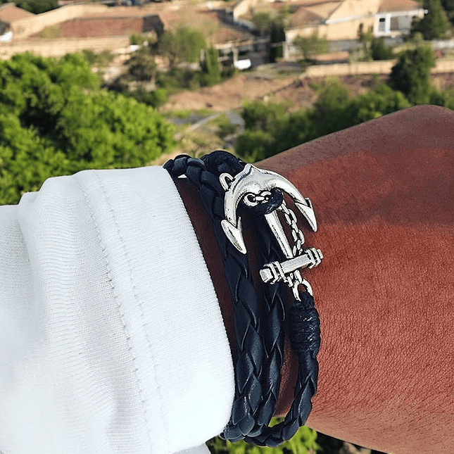Pulsera con Ancla Cuero Trenzado 3