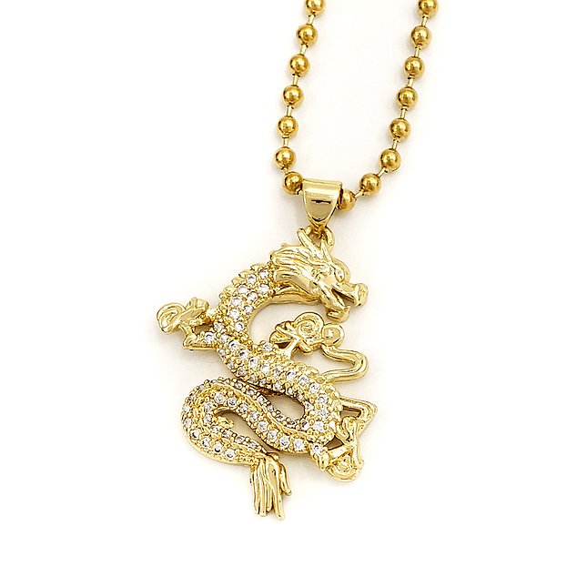 Cadena Dragon Chino Buena Fortuna Acero  1