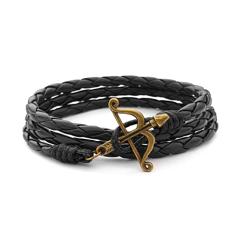 Pulsera Arco y Flecha Cupido con Cuero Trenzado  4