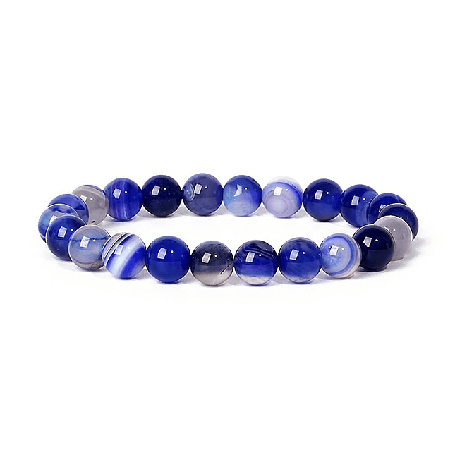 Pulsera Piedra Ágata Botswana Azul Rey 8mm 1