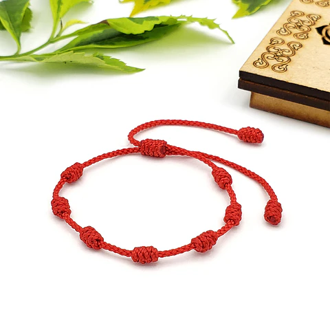 Pulsera 7 Nudos para Niños Hilo Rojo Protección Buena Suerte
