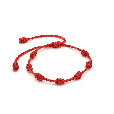 Pulsera 7 Nudos para Niños Hilo Rojo Protección Buena Suerte