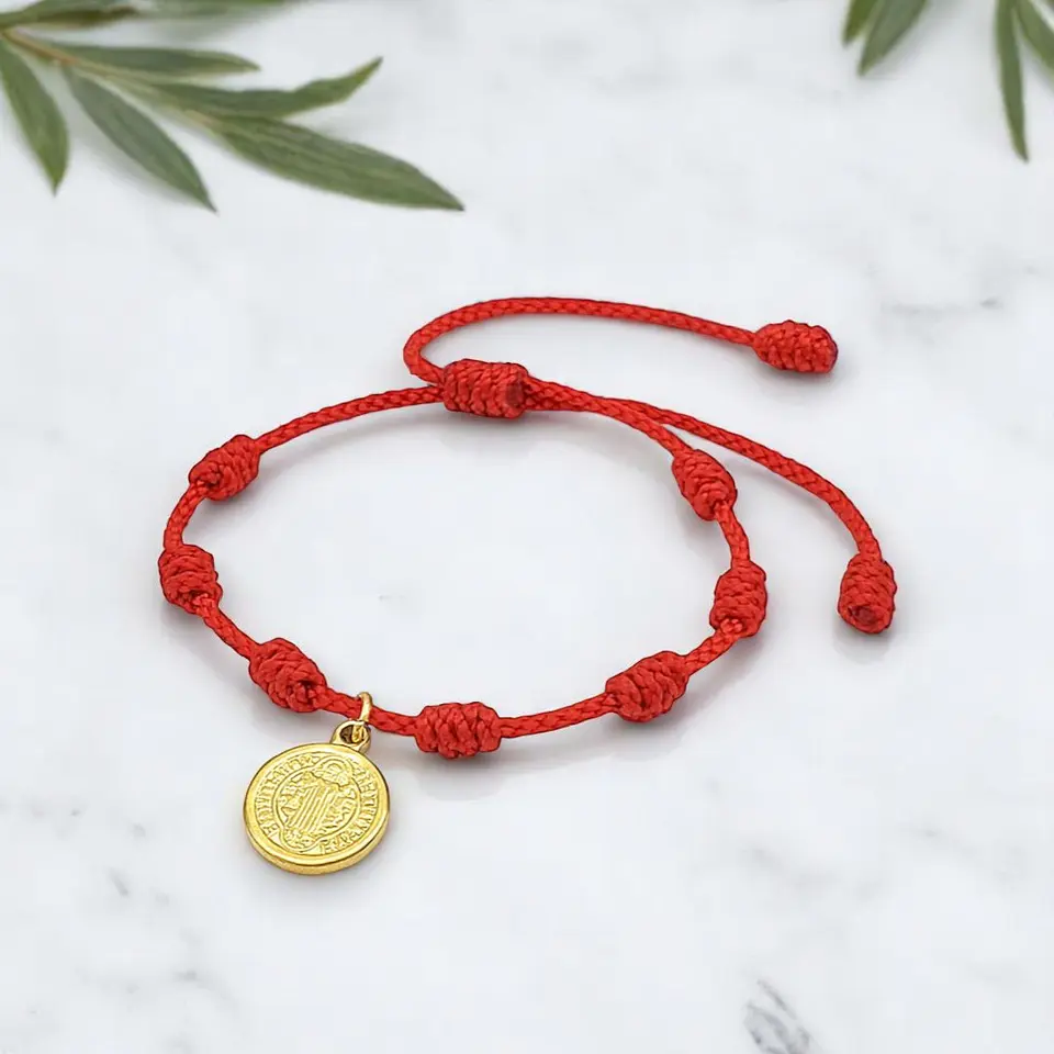 Pulsera 7 Nudos San Benito para Niños Hilo Rojo Protección 3