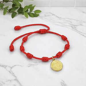 Pulsera 7 Nudos San Benito para Niños Hilo Rojo Protección