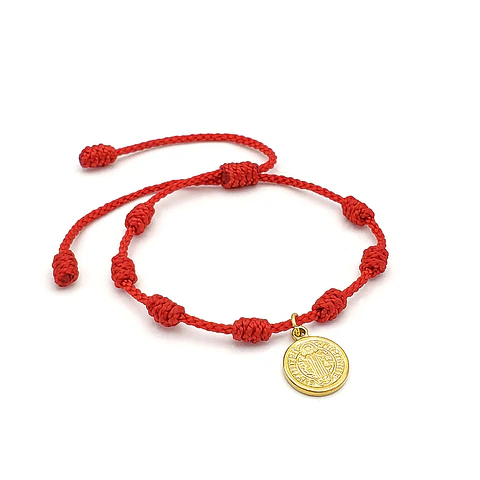 Pulsera 7 Nudos San Benito para Niños Hilo Rojo Protección
