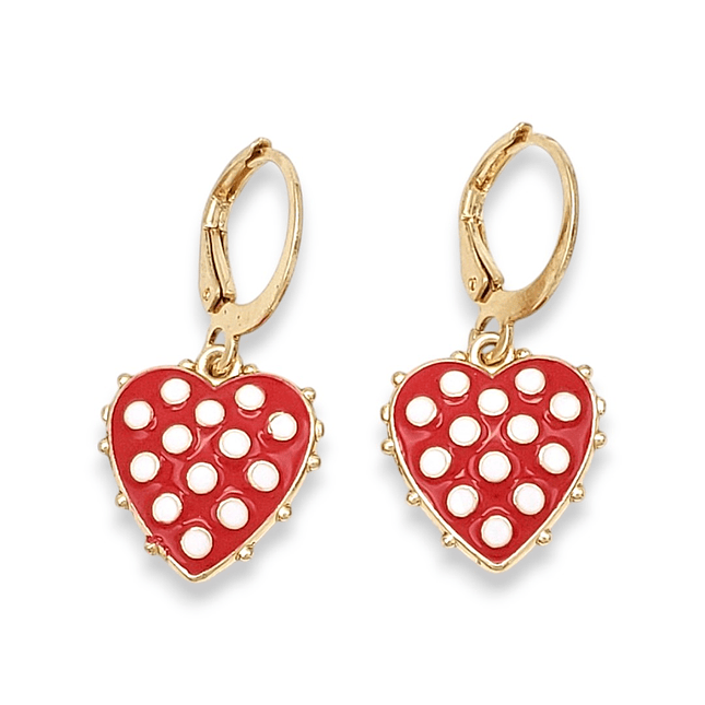 Aretes Corazón Fresas Rojo Rodio 1