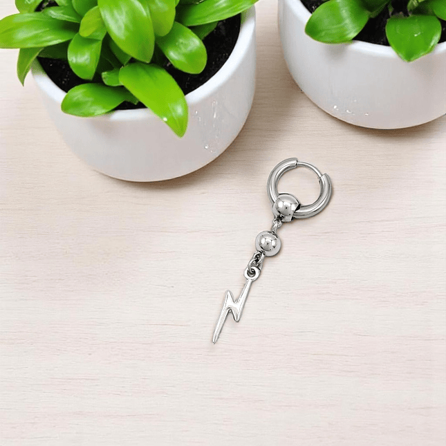 Arete Solitario Rayo Acero Inoxidable 4