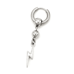 Arete Solitario Rayo Acero Inoxidable