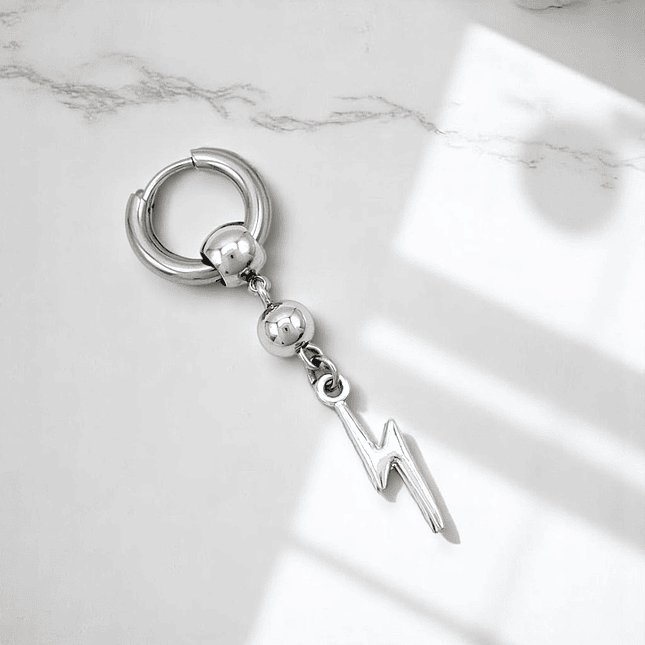 Arete Solitario Rayo Acero Inoxidable 3