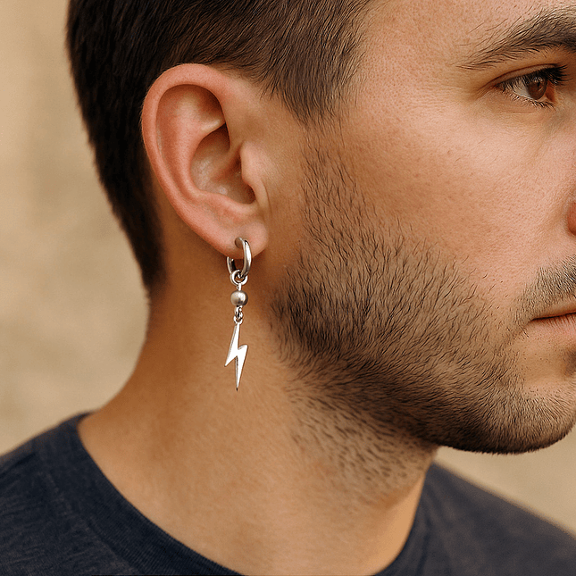 Arete Solitario Rayo Acero Inoxidable 2