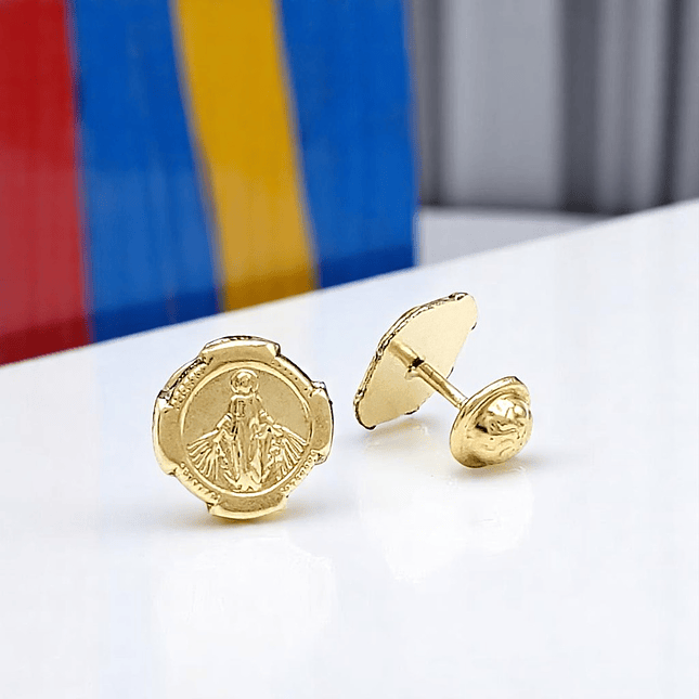 Topos Aretes Virgen Milagrosa Oro Laminado 18k 4