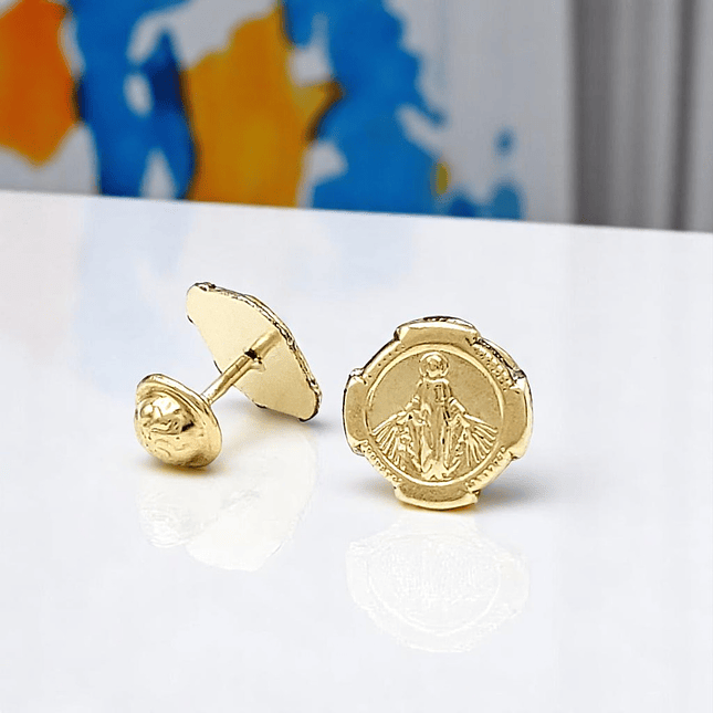 Topos Aretes Virgen Milagrosa Oro Laminado 18k 3
