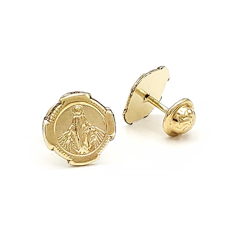 Topos Aretes Virgen Milagrosa Oro Laminado 18k