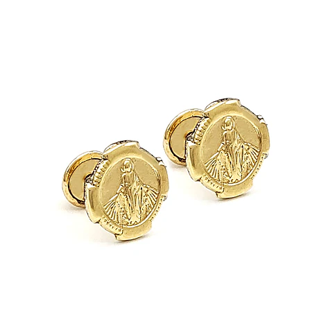 Topos Aretes Virgen Milagrosa Oro Laminado 18k