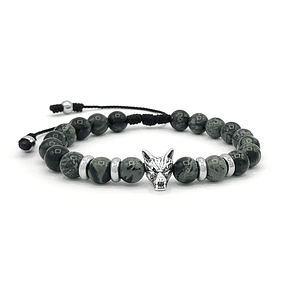Pulsera con Jaspe Kambaba Acero y Lobo