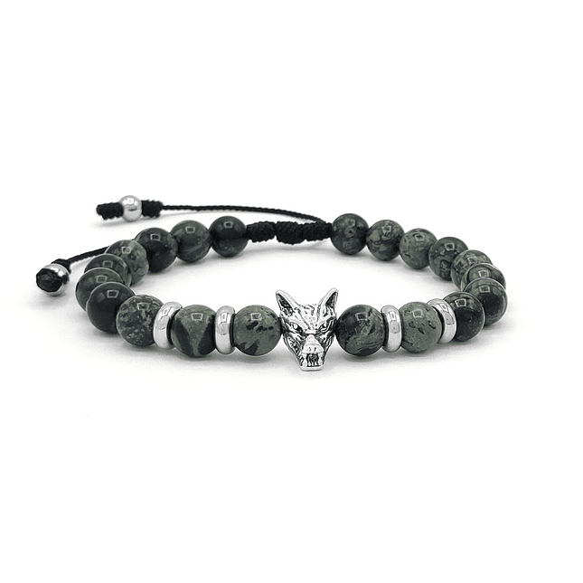Pulsera con Jaspe Kambaba Acero y Lobo 1