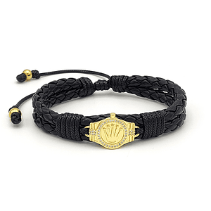 Pulsera Corona Estilo Rolex Cuero Trenzado