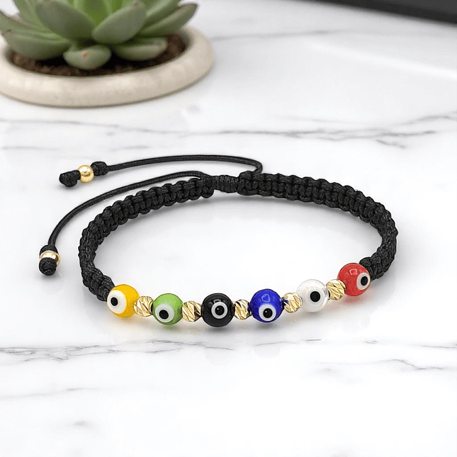 Pulsera Ojo Turco Oro Laminado 18k Diamantado 6