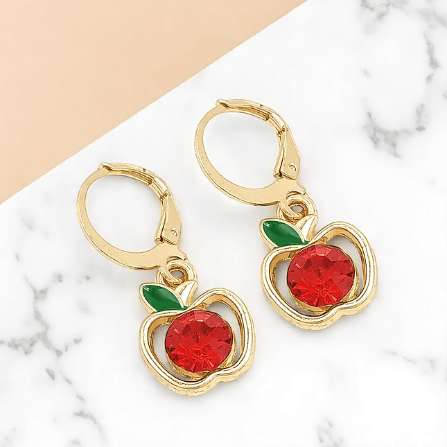Aretes Manzanas Rojas Rodio 2